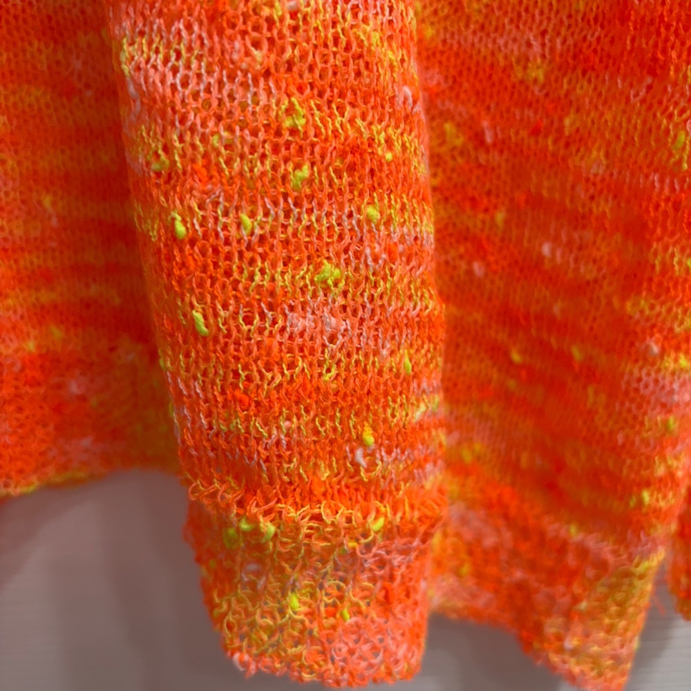 New Easel Multicolor Knit Top Pullover Lightweight Neon Orange & Yellow Small - Picture 3 of 7